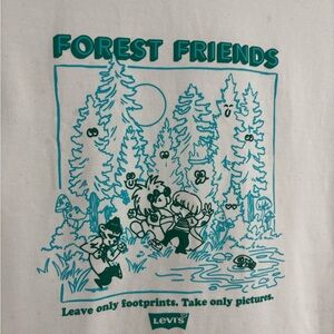 Levi's Baby Tee with Teal Forest Friends Graphic